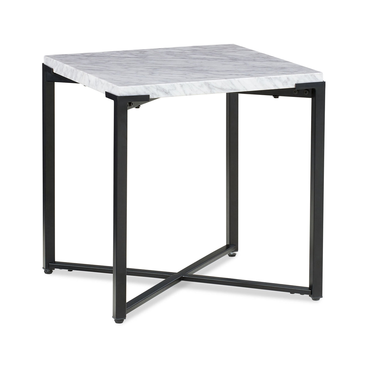 Saxon Side Table in Carrara Marble and Matte Black