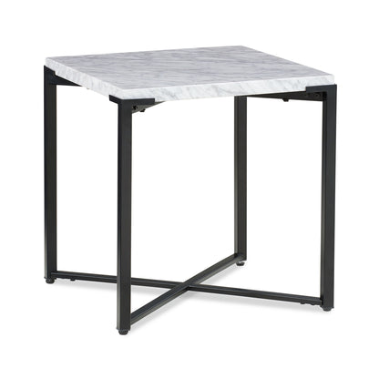 Saxon Side Table in Carrara Marble and Matte Black
