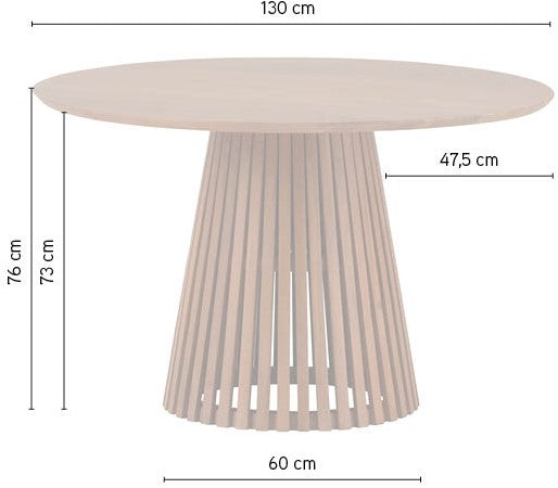 Dining Table Ø130, Natural Acacia Wood