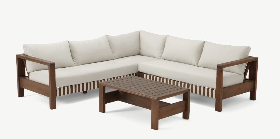 Zambra Lounge Corner Set - 3-Piece - Flat Wicker Outdoor Off-White