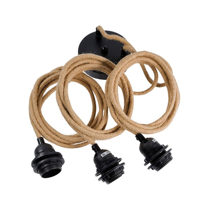 Ceiling Fittings for Lamps - Natural Black - 3 Fixtures