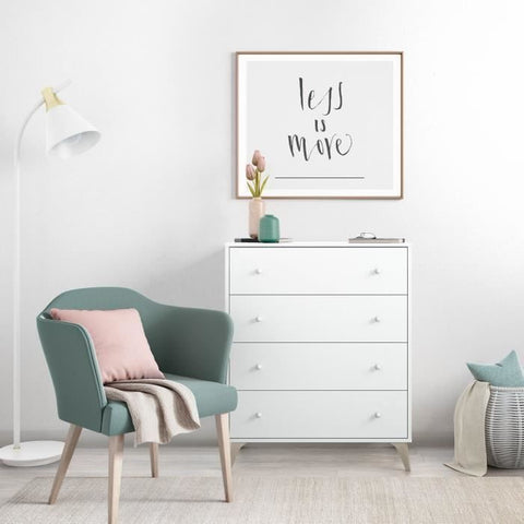 Kommode - Sweet - 4 skuffer - Hvid - 95 x 77,5 x 40 cm