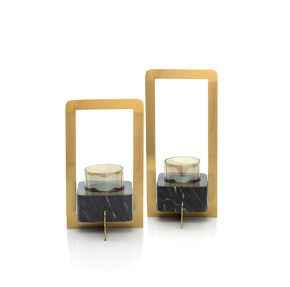The Golden Marble Candle Holder - Gold Black - L
