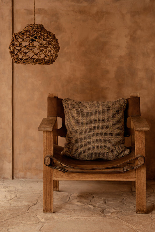 The Linen Grain Cushion Cover - Natural Black