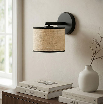 Eco wall lamp black/rattan