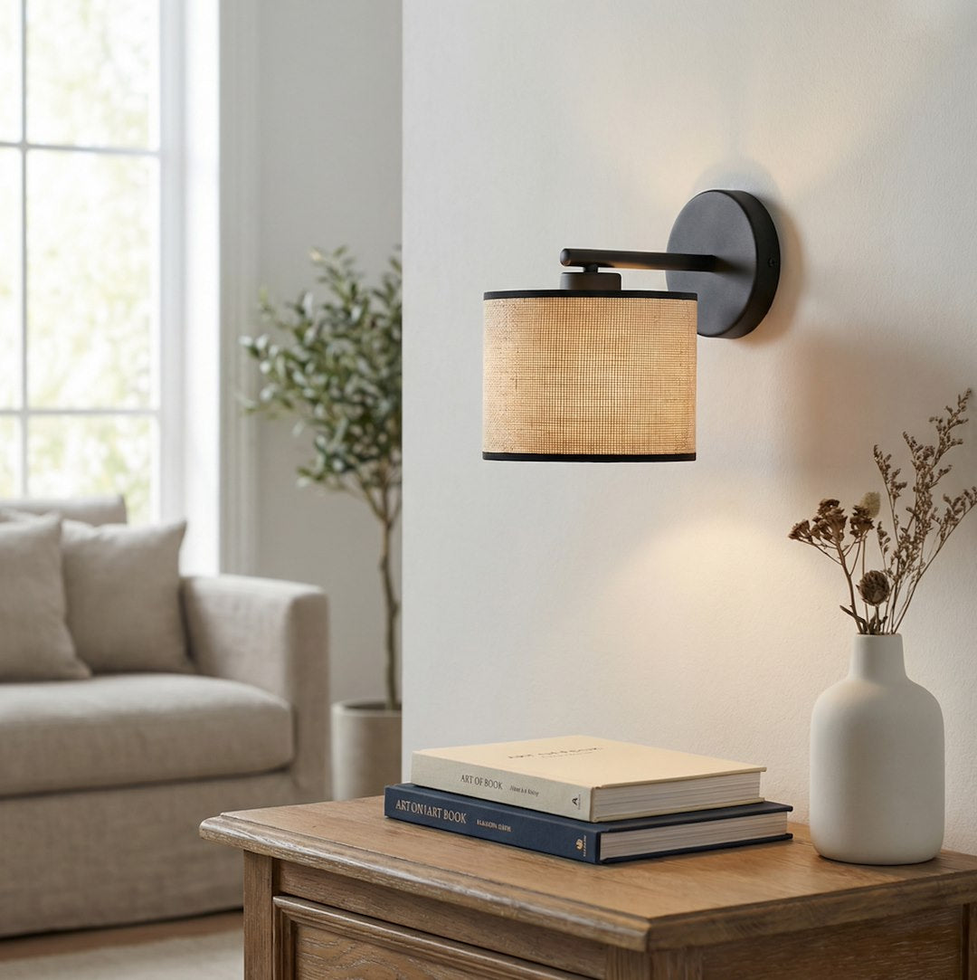 Eco wall lamp black/rattan