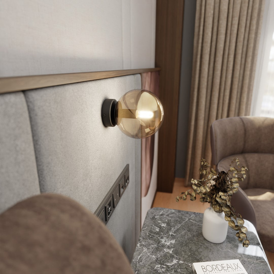 Rossi wall lamp black/amber