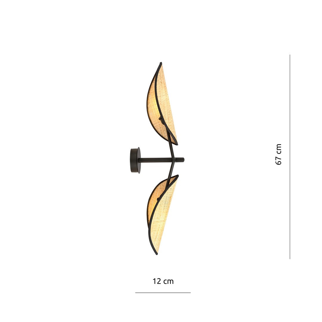 Vene wall lamp black/rattan