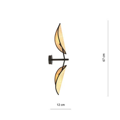 Vene wall lamp black/rattan
