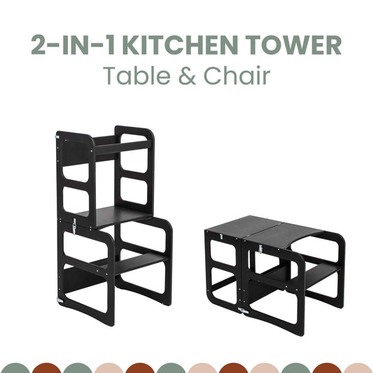 2-in-1 Convertible Kitchen Tower - Table and Chair Set