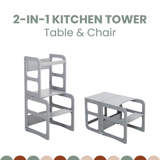 2-in-1 Convertible Kitchen Tower - Table and Chair Set