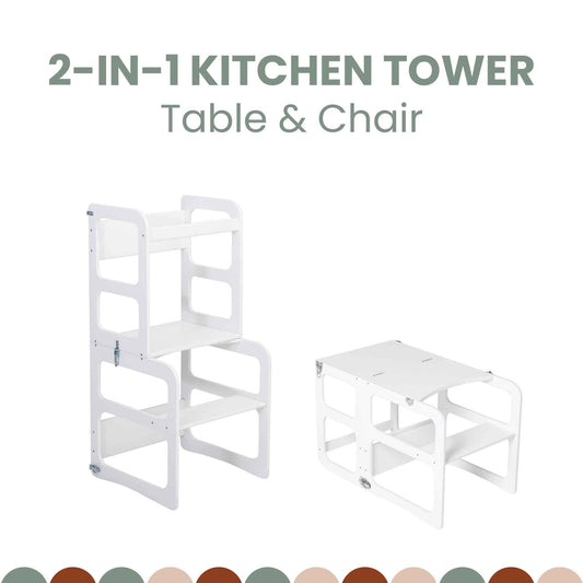 2-in-1 Convertible Kitchen Tower - Table and Chair Set