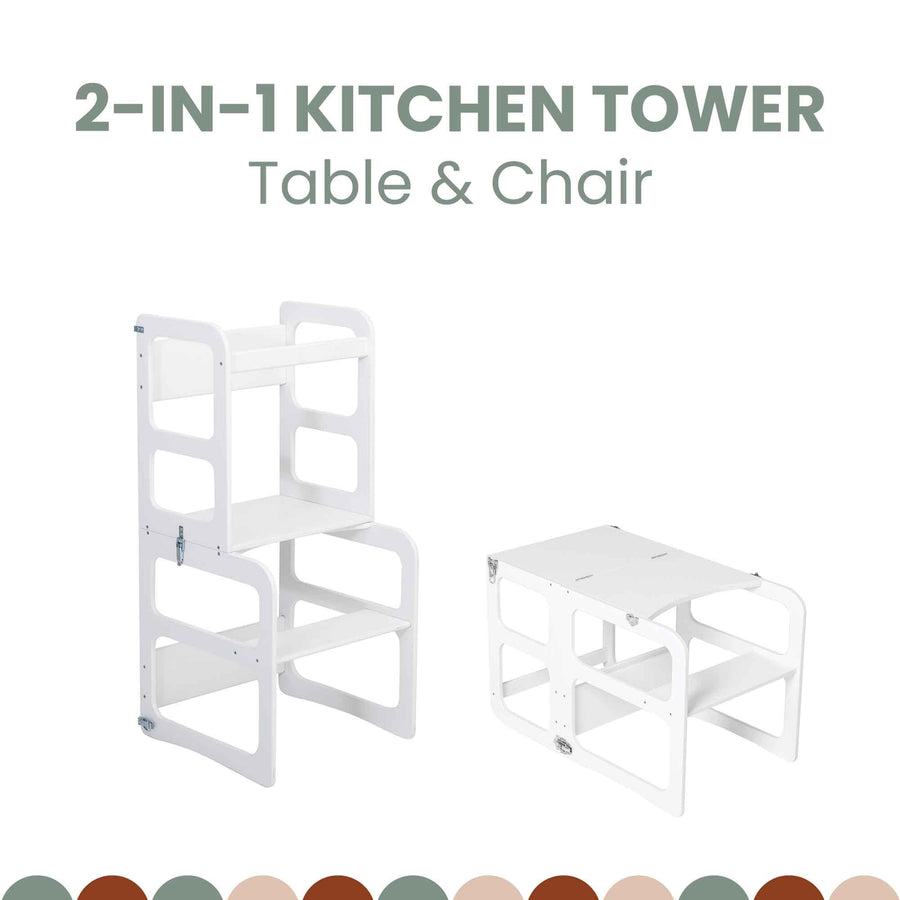 2-in-1 Convertible Kitchen Tower - Table and Chair Set