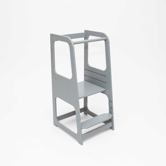 Kids' kitchen tower with 3 height levels - grey