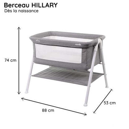 NANIA HILLARY baby bassinet - From birth - Maximum 9 kg - 3 cm-thick mattress included - Storage space under the bassinet