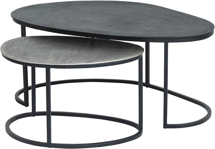 Napa Coffee Table, Set of 2, Black / Antique Silver