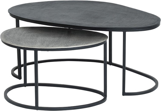 Napa Coffee Table, Set of 2, Black / Antique Silver