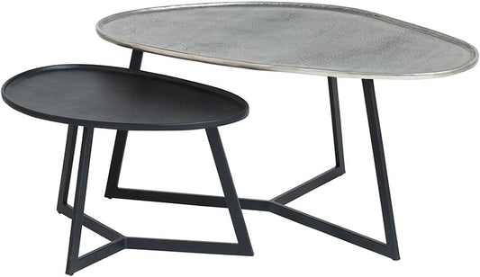 Novato Coffee Table, Set of 2, Antique Silver / Black