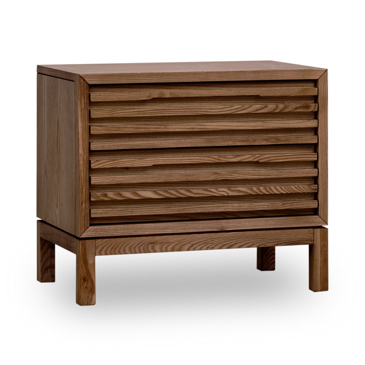 Tanner Nightstand with Two Drawers in Ash Wood, Roux