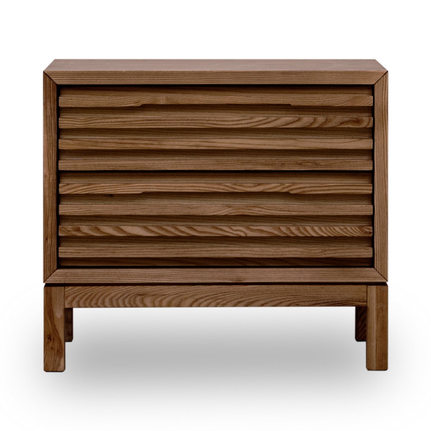 Tanner Nightstand with Two Drawers in Ash Wood, Roux
