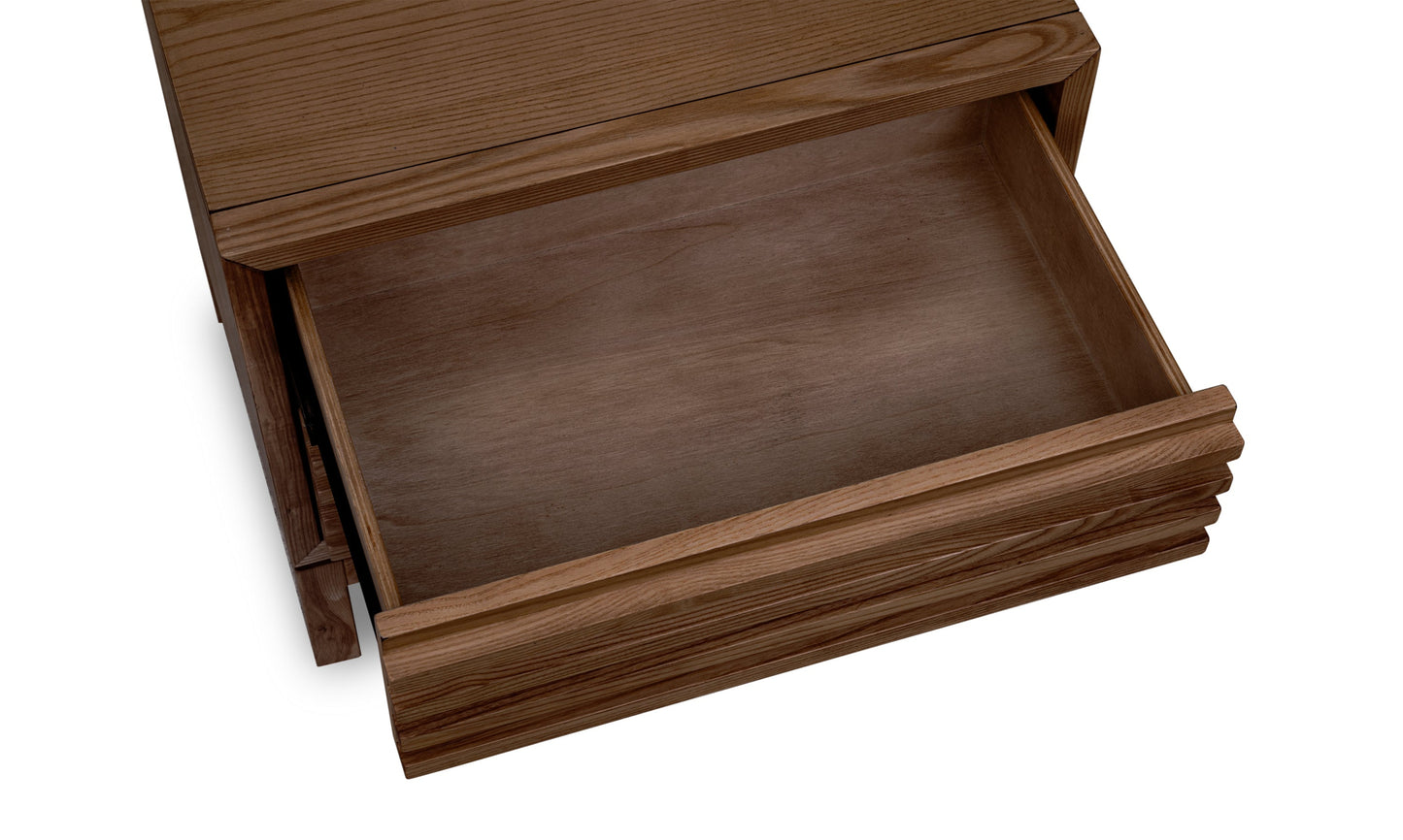 Tanner Nightstand with Two Drawers in Ash Wood, Roux