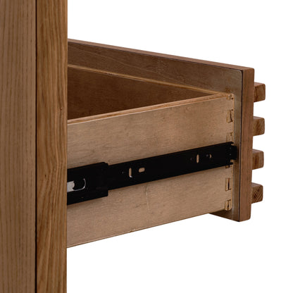 Tanner Nightstand with Two Drawers in Ash Wood, Roux