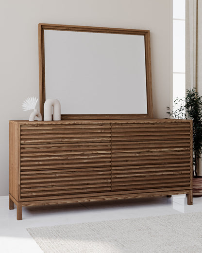 Tanner Six-Drawer Dresser in Ash Wood, Roux