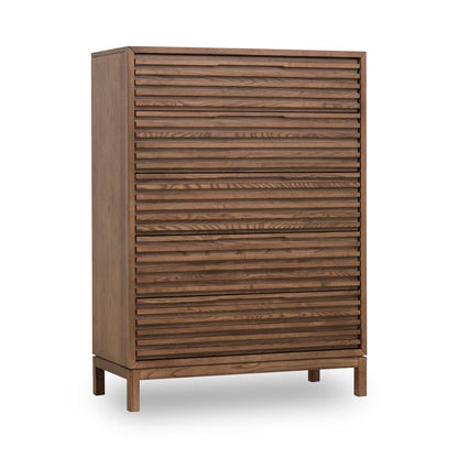 Tanner Five-Drawer Dresser in Ash Wood in Roux