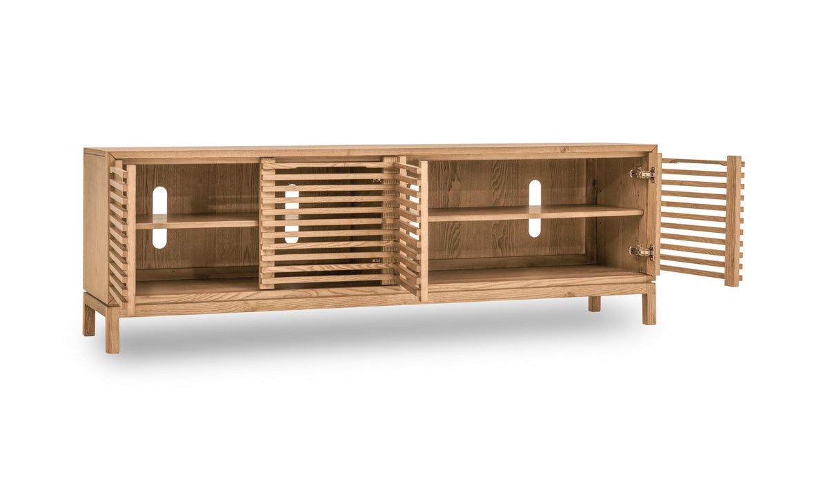 Tanner Four-Door Media Console in Flaxen Ash Wood