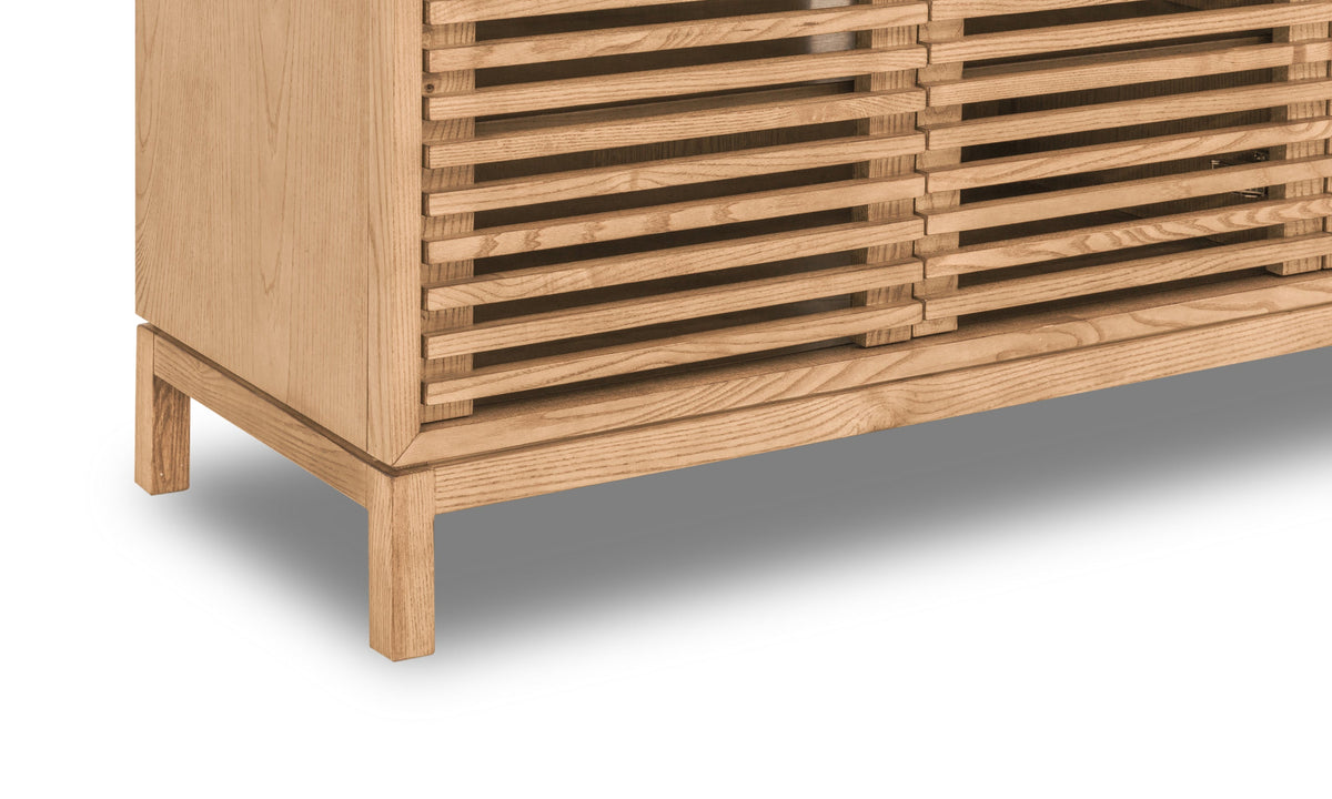 Tanner Four-Door Media Console in Flaxen Ash Wood