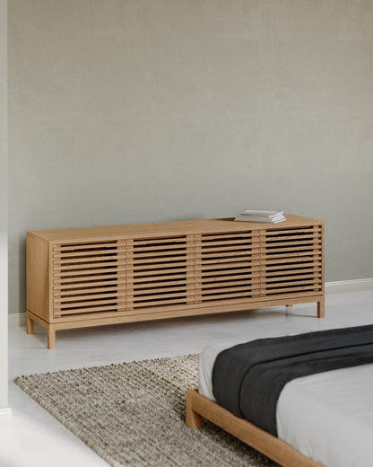 Tanner Four-Door Media Console in Flaxen Ash Wood