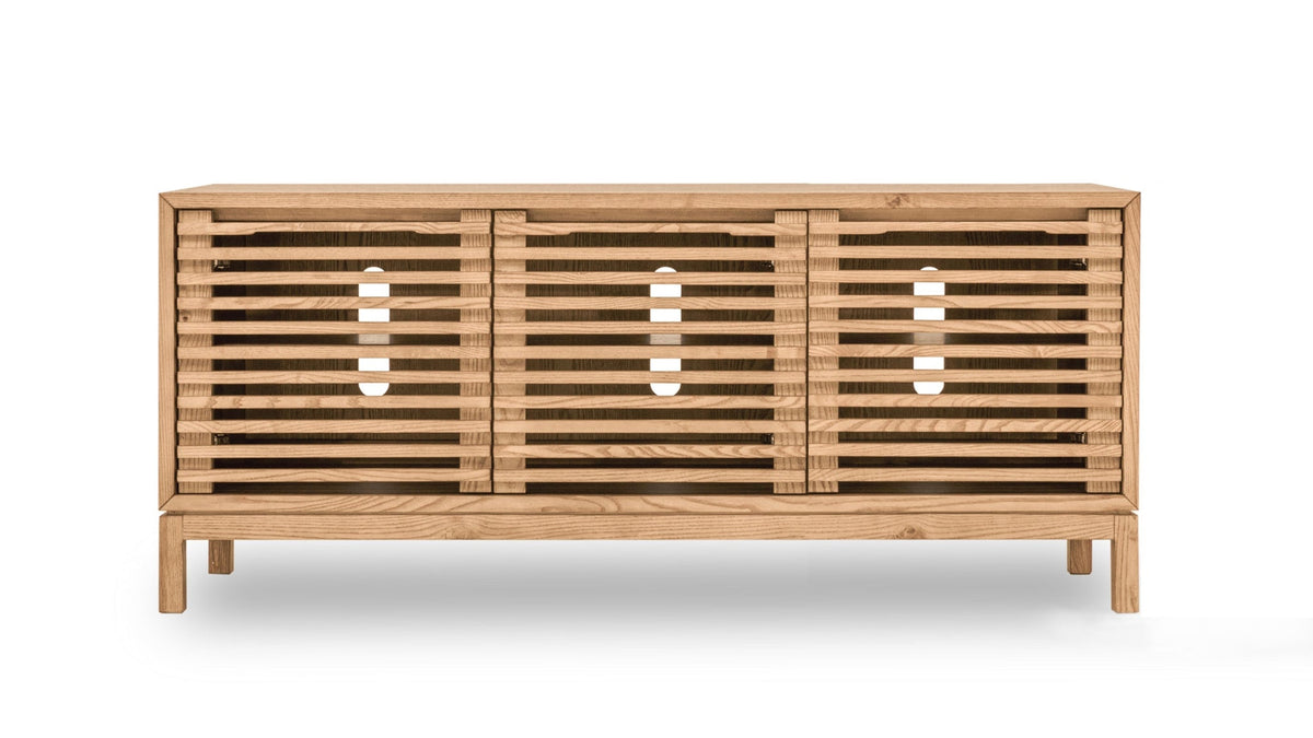 Tanner Three-Door Media Console in Flaxen