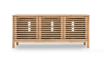 Tanner Three-Door Media Console in Flaxen