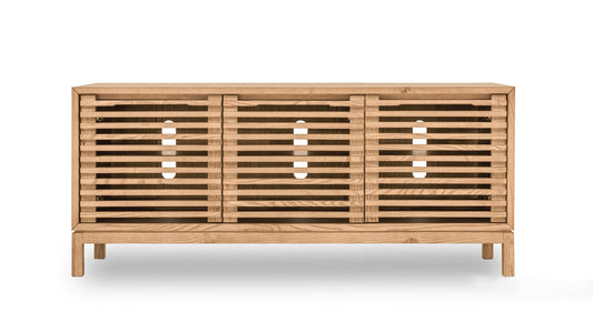 Tanner Three-Door Media Console in Flaxen