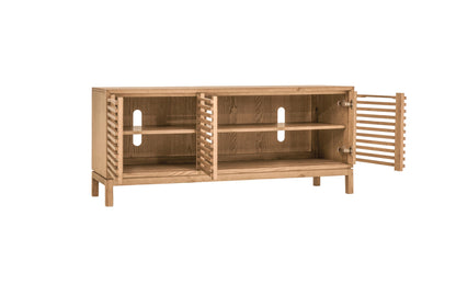 Tanner Three-Door Media Console in Flaxen