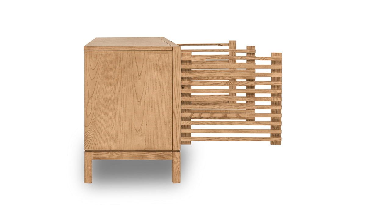 Tanner Three-Door Media Console in Flaxen
