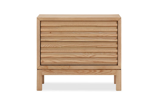 Tanner Nightstand with Two Drawers in Ash Wood, Linen