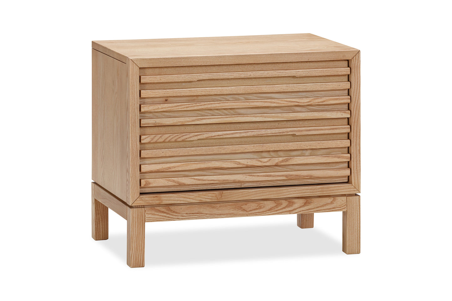 Tanner Nightstand with Two Drawers in Ash Wood, Linen