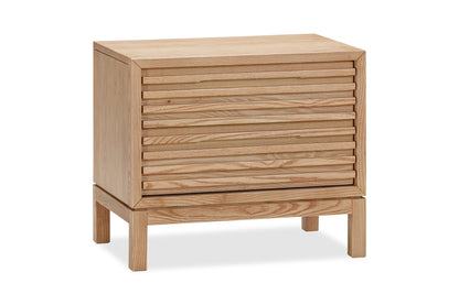 Tanner Nightstand with Two Drawers in Ash Wood, Linen