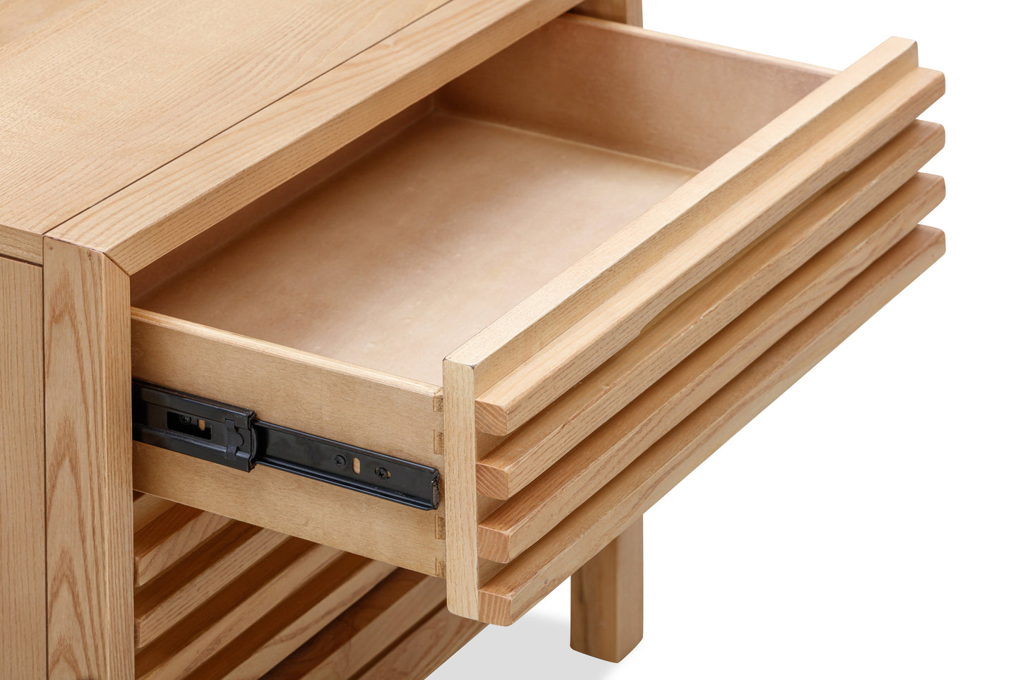 Tanner Nightstand with Two Drawers in Ash Wood, Linen