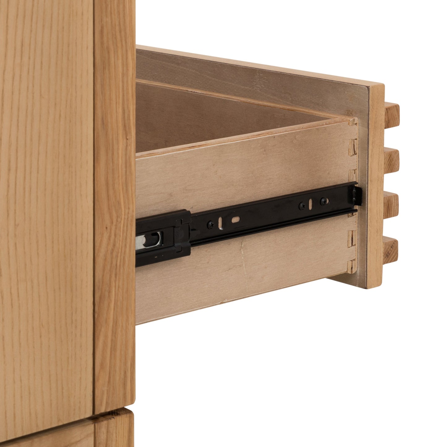 Tanner Nightstand with Two Drawers in Ash Wood, Linen