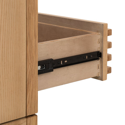 Tanner Nightstand with Two Drawers in Ash Wood, Linen