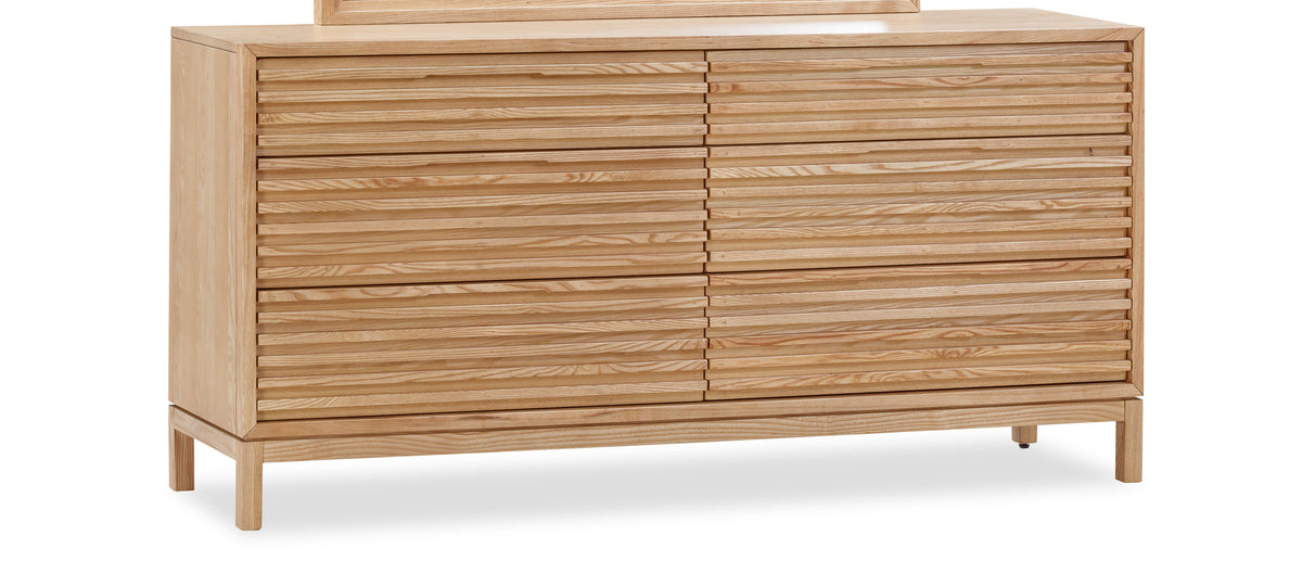 Tanner Six-Drawer Dresser in Ash Wood, Flaxen
