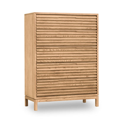 Tanner Five-Drawer Dresser in Ash Wood, Flaxen