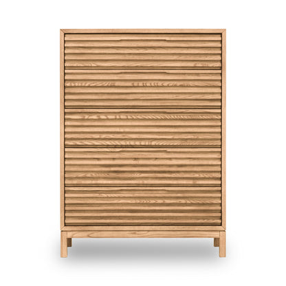 Tanner Five-Drawer Dresser in Ash Wood, Flaxen