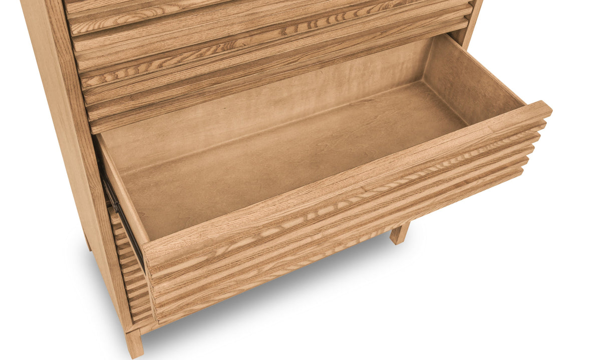 Tanner Five-Drawer Dresser in Ash Wood, Flaxen