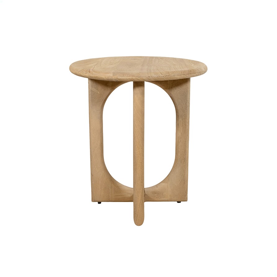 Zodiac Side Table Ø50, Acacia Wood Groovy Natural